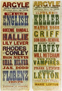 Julisteet Argyle Theatre of Varietiesille, Birkenhead, 1898
